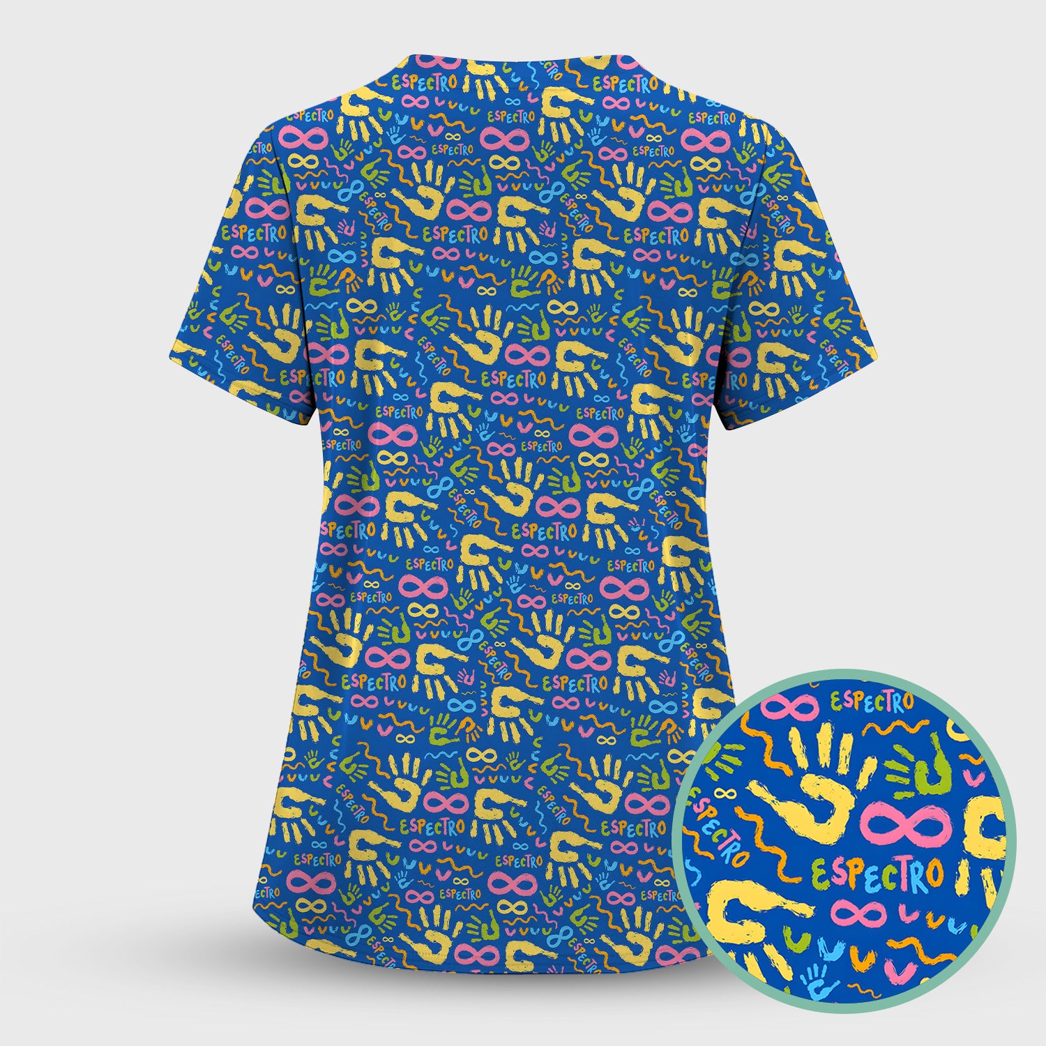 Autism Awareness Infinity Handprint Scrub Top, Comfortable Scrubs for Nurses