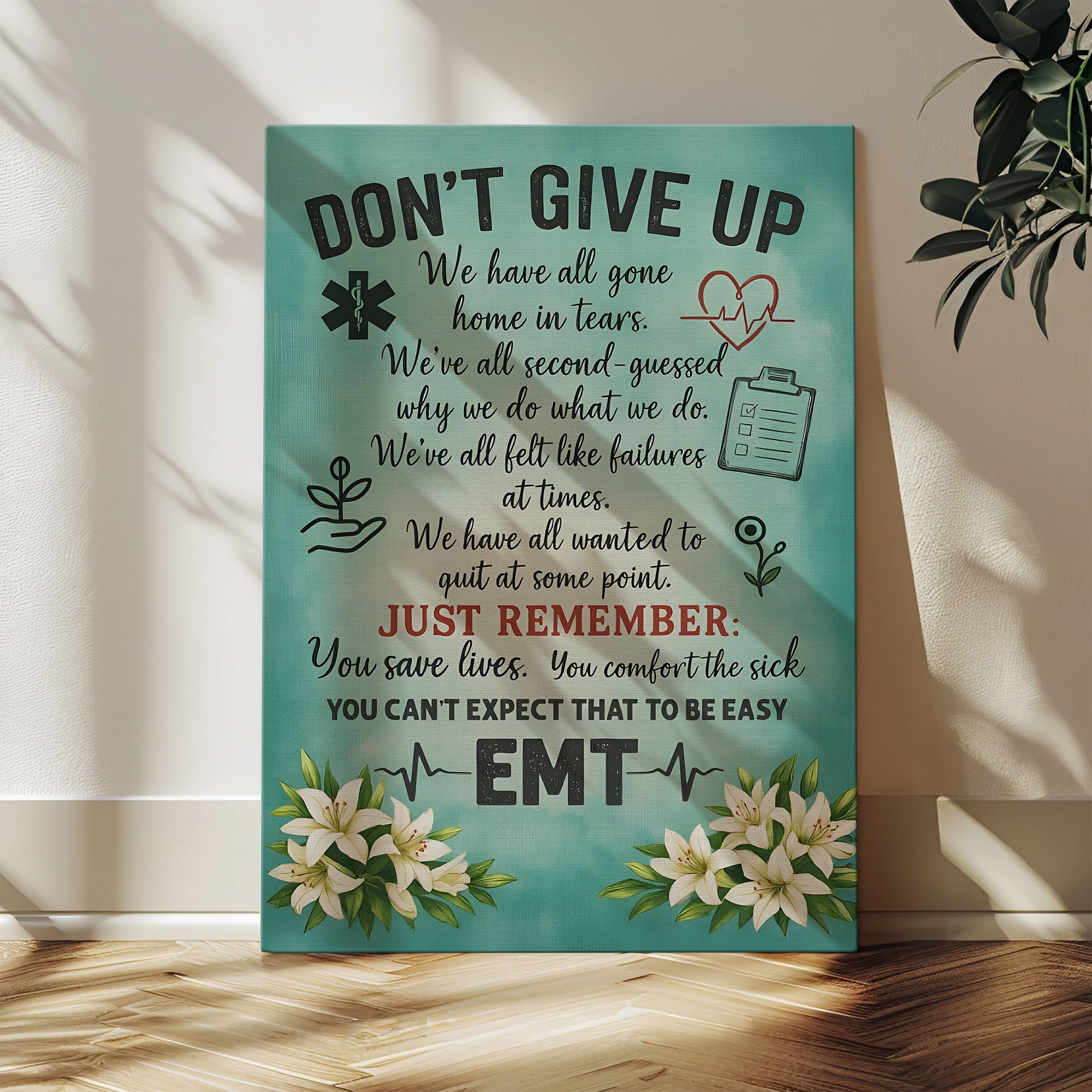 Vintage Paramedic Wall Art, Just Remember You Save Lives Canvas, ER Nurses & Medical Staff Gift