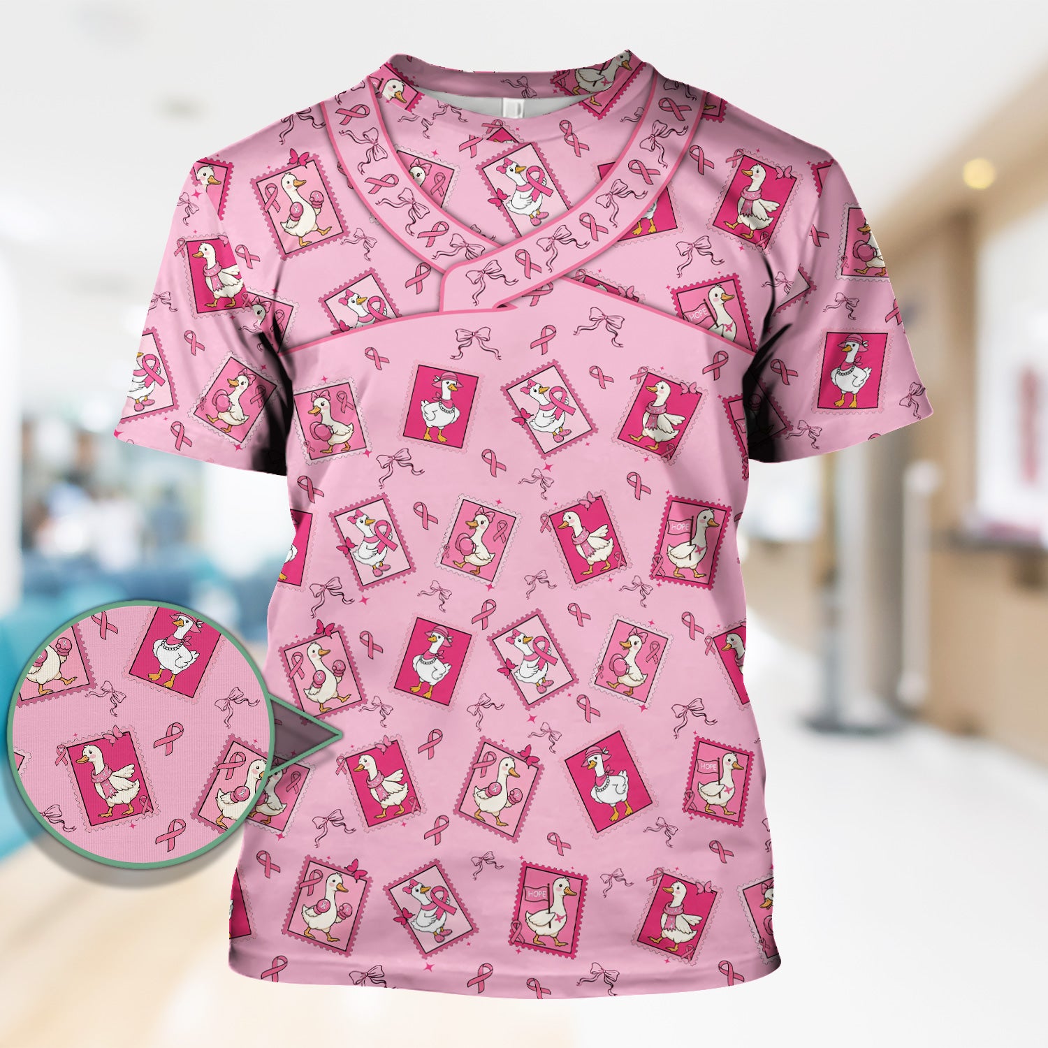 Breast Cancer Awareness Shirt - Funny Goose & Pink Ribbon Design - Gift for RN CNA LPN Healthcare Workers