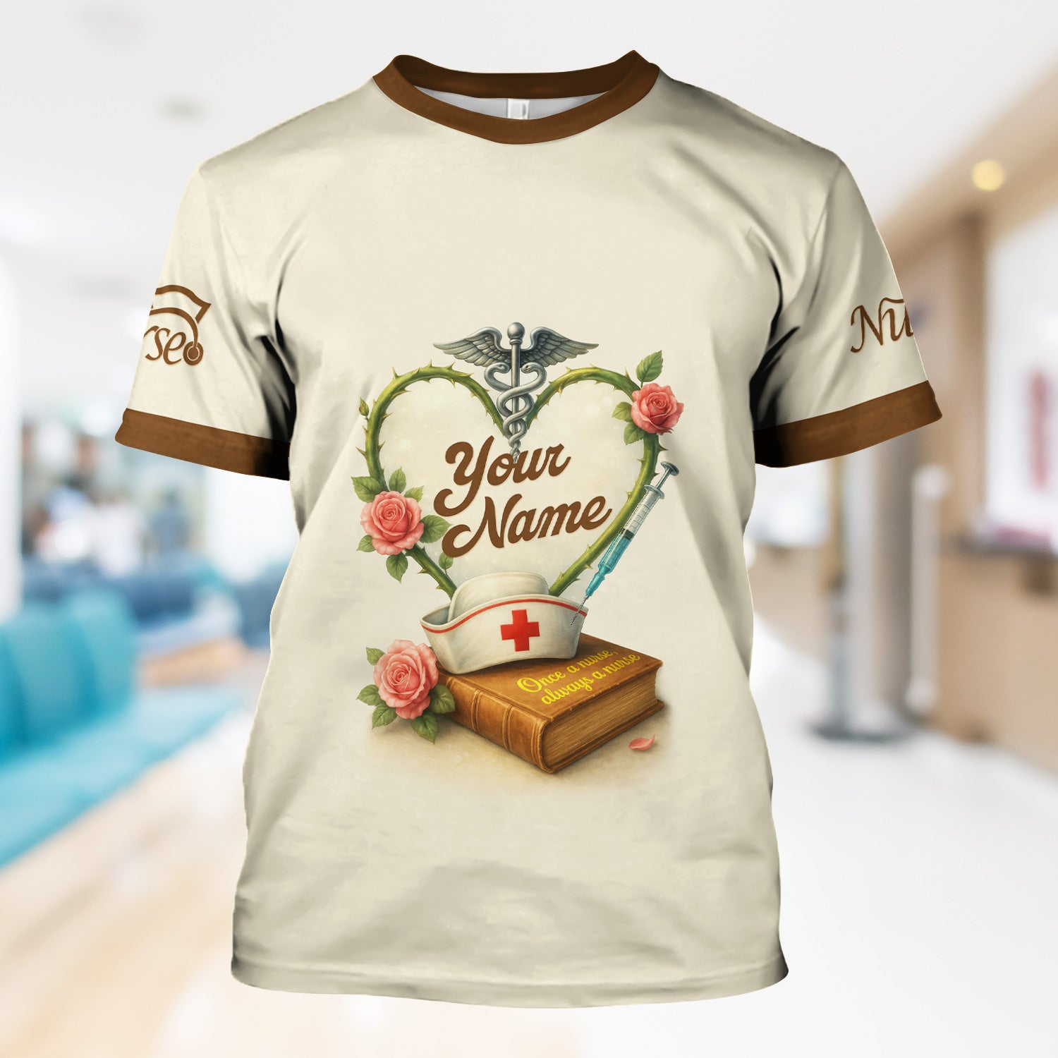 Personalized Nurse Scrubs - Heart & Stethoscope Design - Custom Gift for RN CNA LPN Healthcare Workers