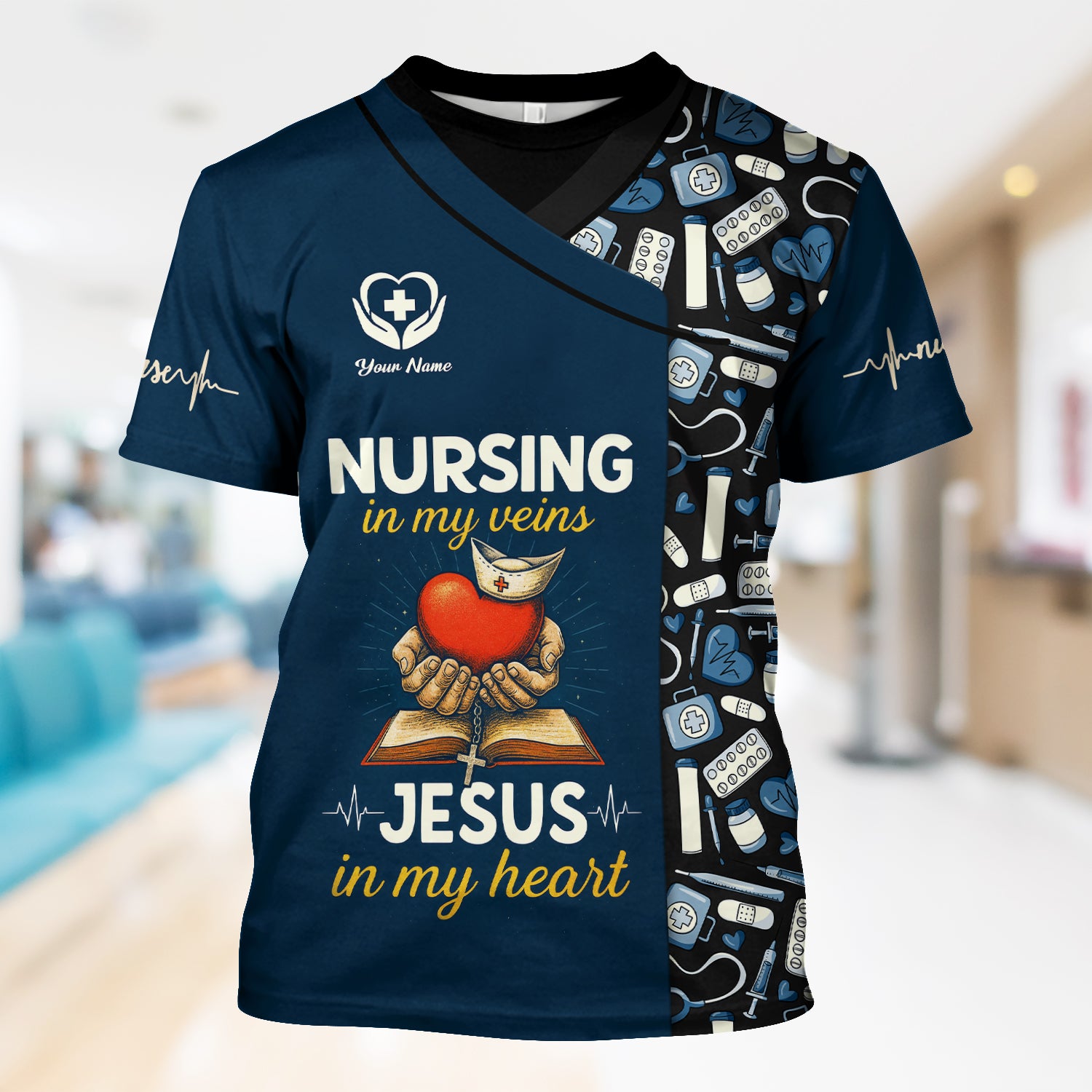 Personalized Nursing Shirt for Nurses - Christian Nurse Graphic Tee with Jesus Quote - Gift for RN LPN CNA
