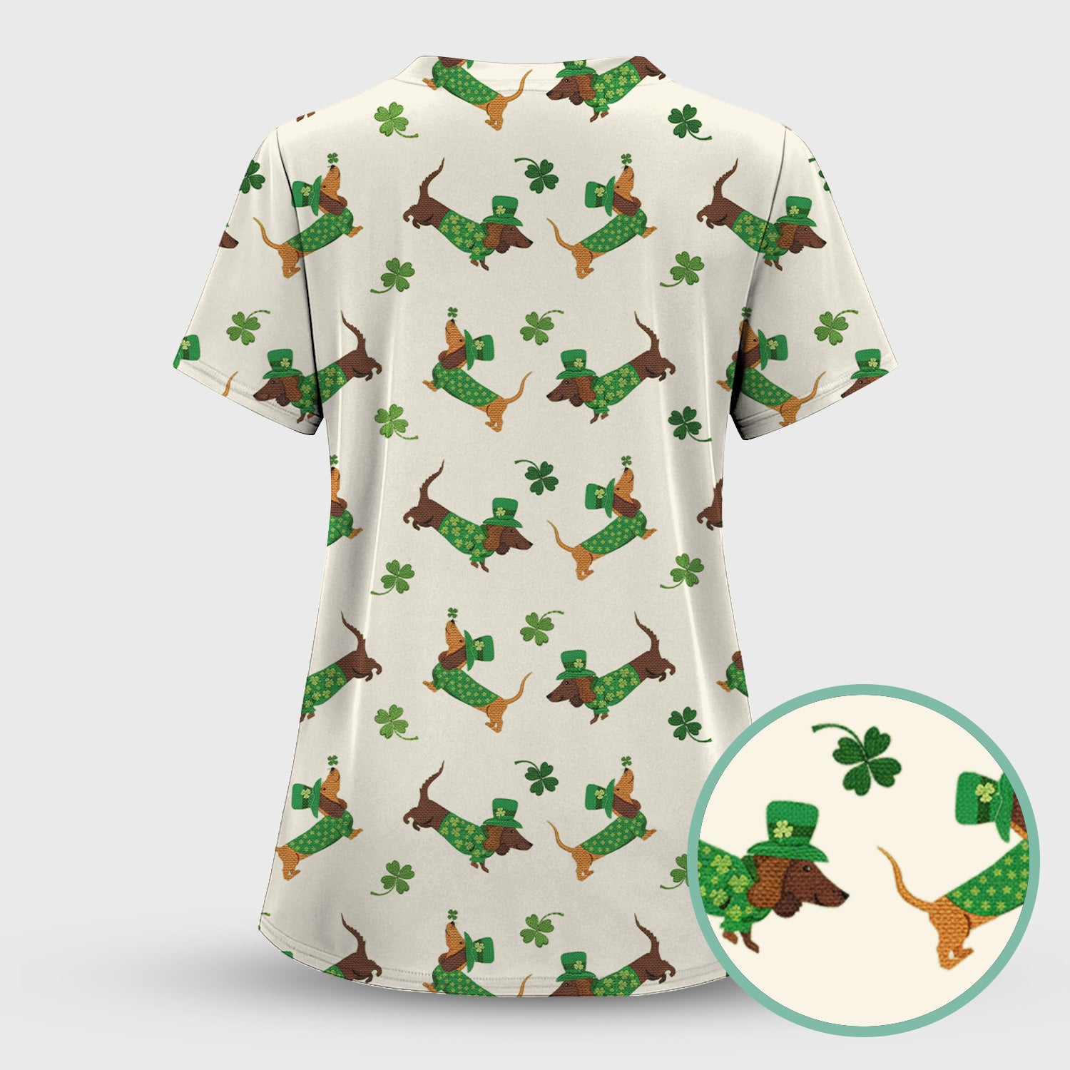 St. Patrick’s Day Dachshund Scrub Set, Funny Wiener Dog Nurse Shirt, Breathable Fabrics Nursing Uniform