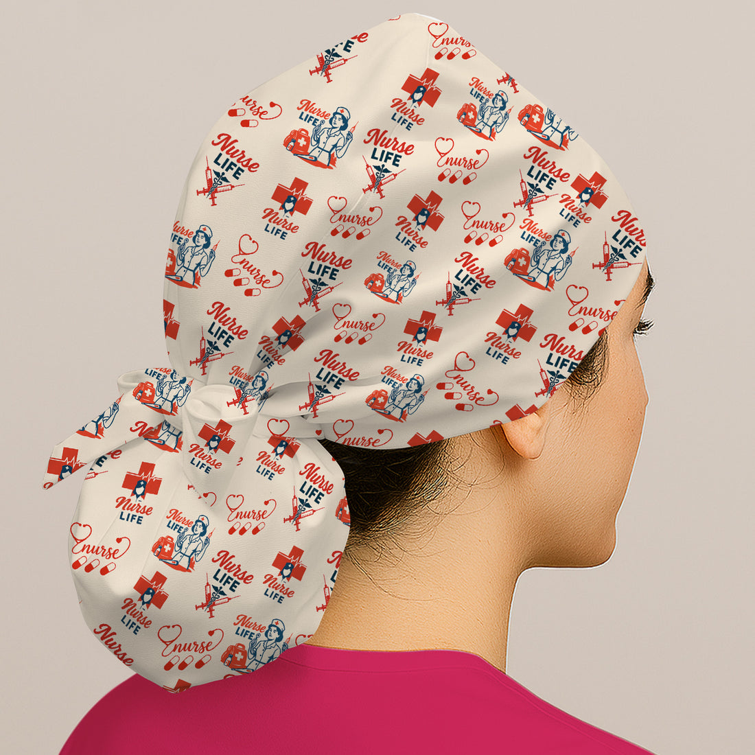Retro Nurse Scrub Cap - Nurse Life & Stethoscope Graphic Design - Gift for RN LPN Healthcare Workers