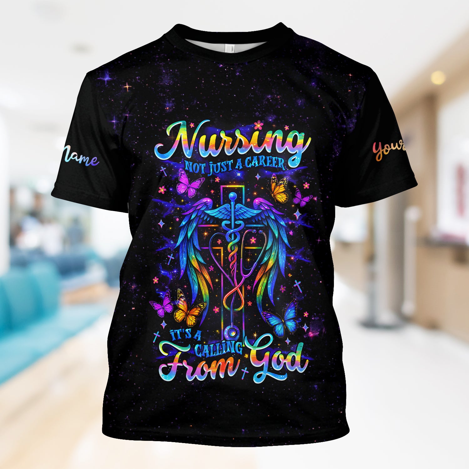 Personalized Christian Nurse Shirt - Nursing Is A Calling From God Design - Gift for Women RN LPN & Healthcare Workers