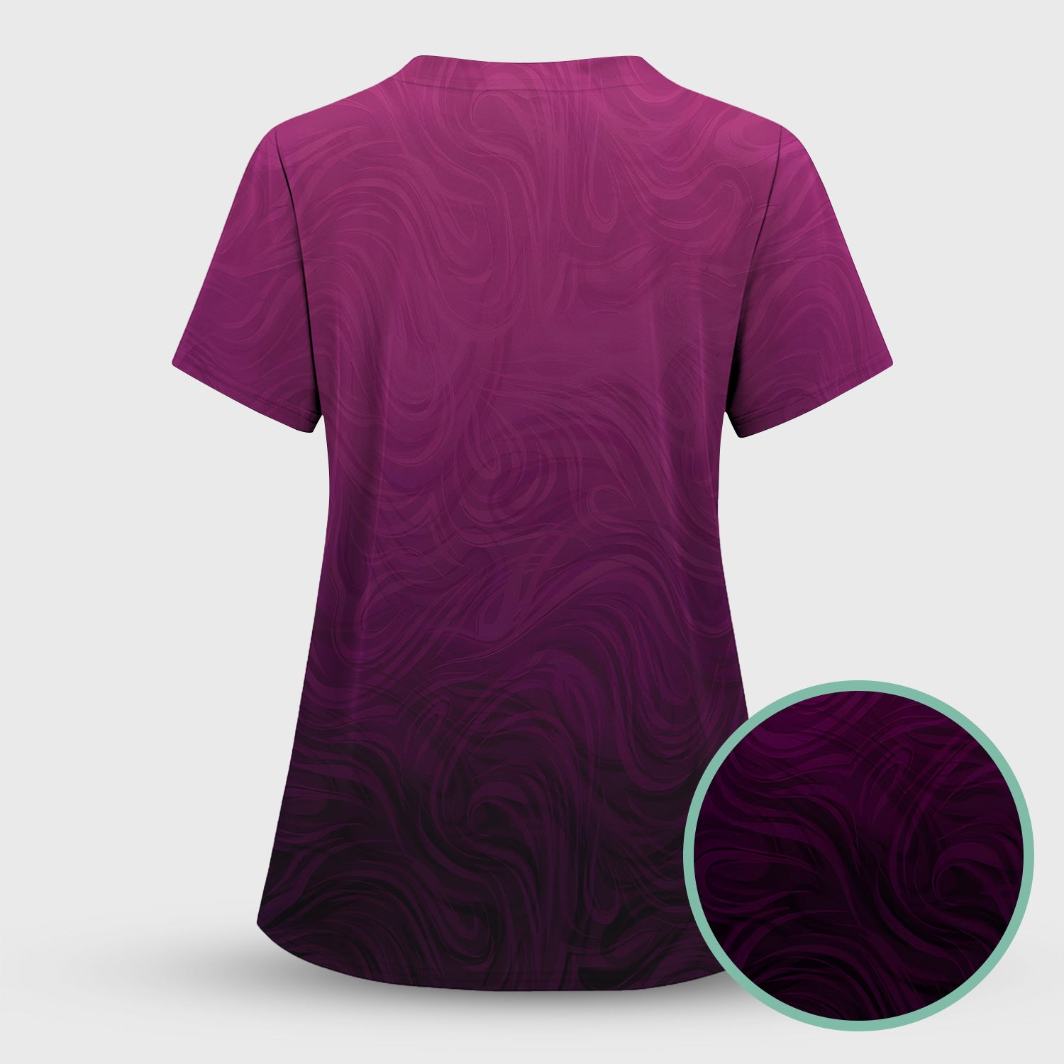 Abstract Swirl Ombre Pattern Scrub Top, Comfortable Scrubs for Nurses