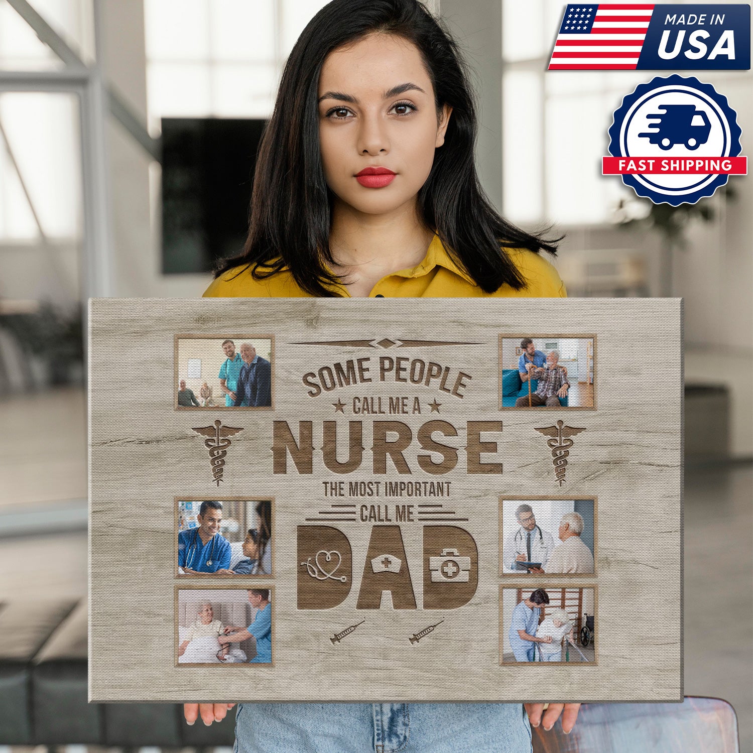 Nurse Mom Dad Canvas Wall Art, Inspirational Gift for Healthcare Workers, Family Tribute Home Decor