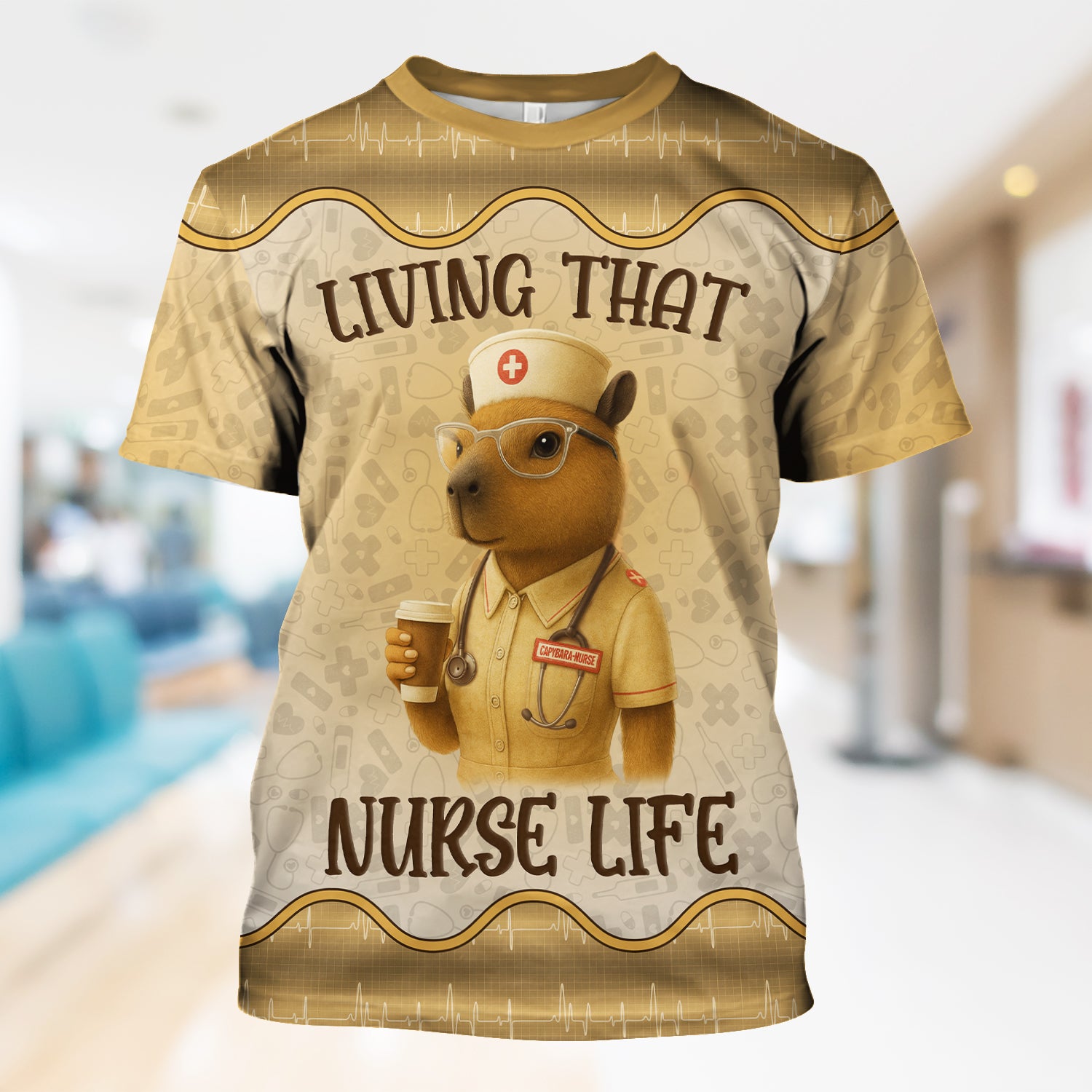 Custom Nurse T-Shirt Living That Nurse Life - Funny RN LPN Gift with Stethoscope - Personalized Nursing Shirt for Healthcare Workers