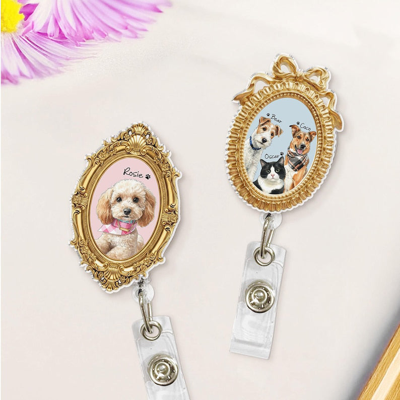 Custom Pet Photo Name Nurse Badge Reel for Nurses & Doctors, Cute RN MD Pharmacy ID Holder Clip, Personalized Healthcare Gift