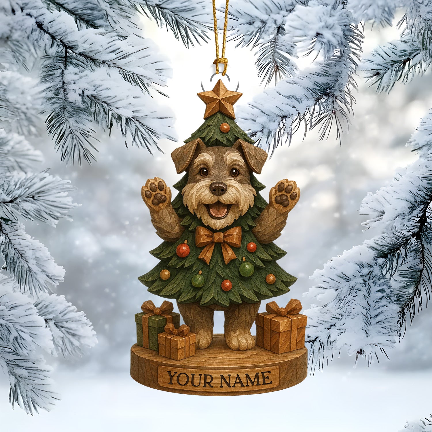Personalized Dog Christmas Tree Ornament, Custom Name Holiday Pup Décor, Cute Xmas Gift For Dog Lovers