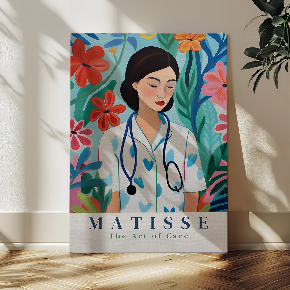 Artistic Nurse Matisse Inspired Canvas, The Art of Care Quote, RN LPN CNA Healthcare Workers Gift