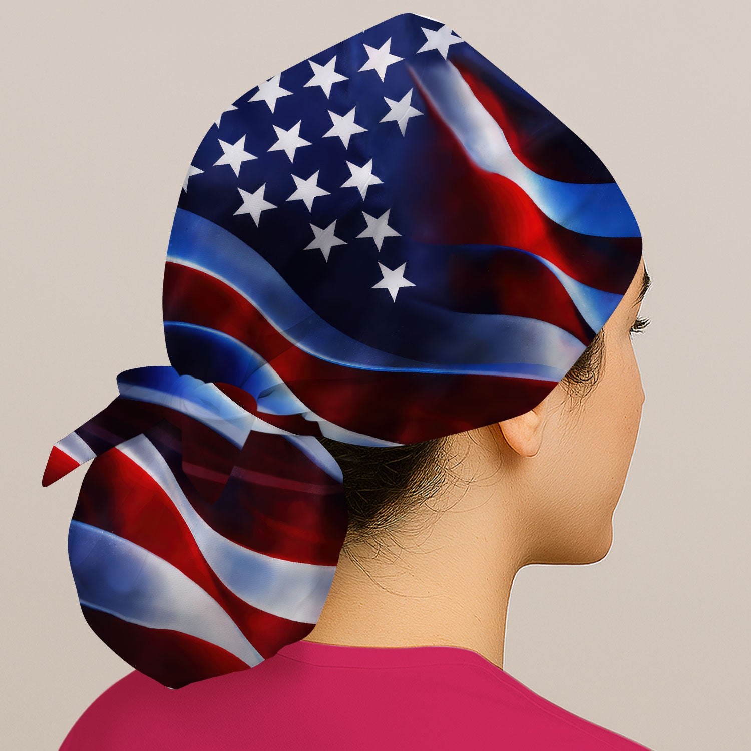 American Flag Stars Stripes Pattern Nurse Scrub Cap, Surgical Caps for Doctors