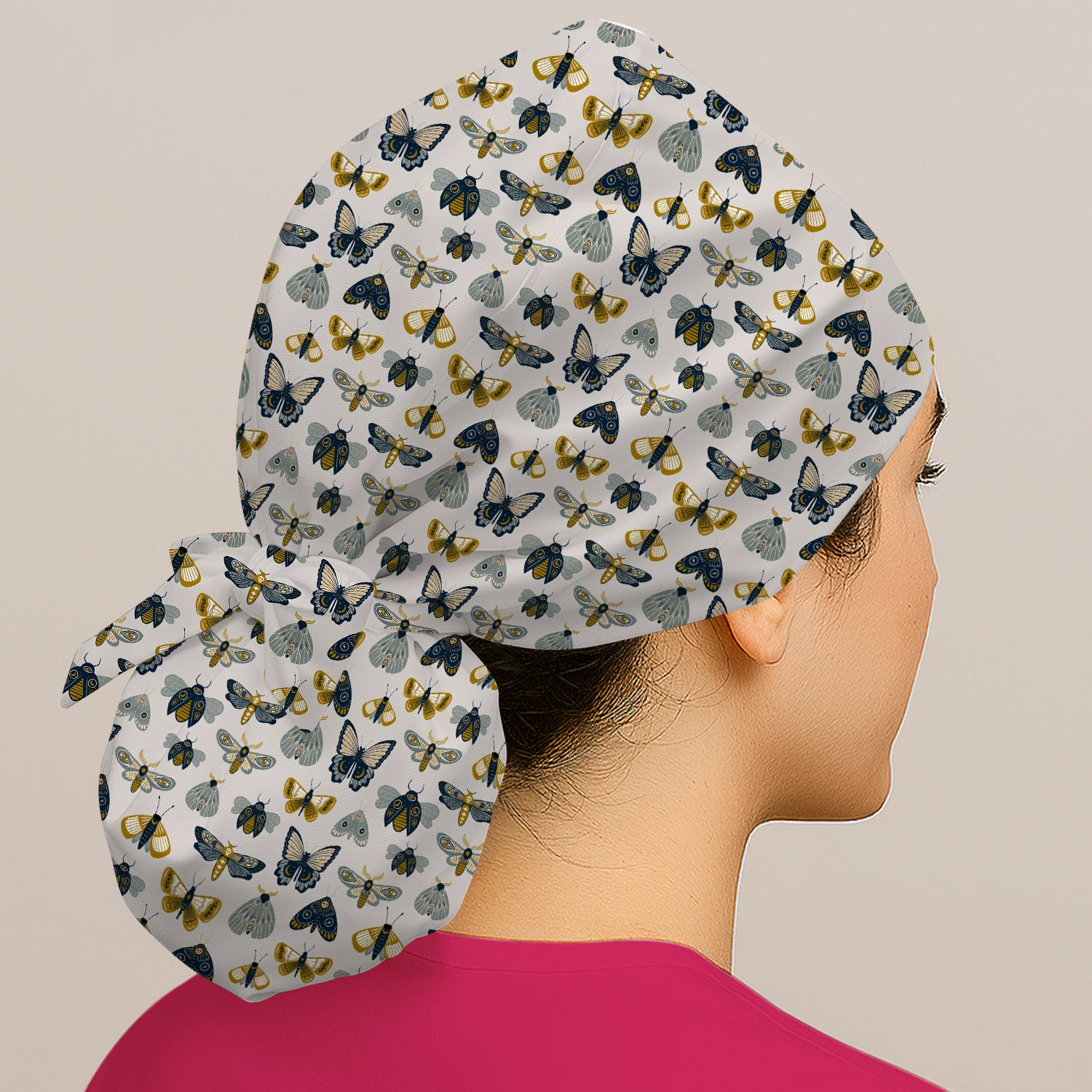 Vintage Butterfly Moth Insect Pattern Nurse Scrub Cap, Surgical Caps for Doctors