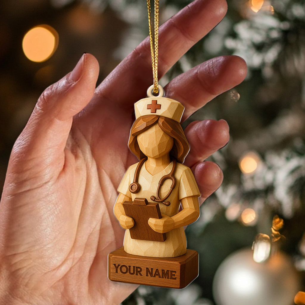Custom Nurse Ornament, Personalized Nurse Figurine, Xmas Healthcare Gift for Nursing