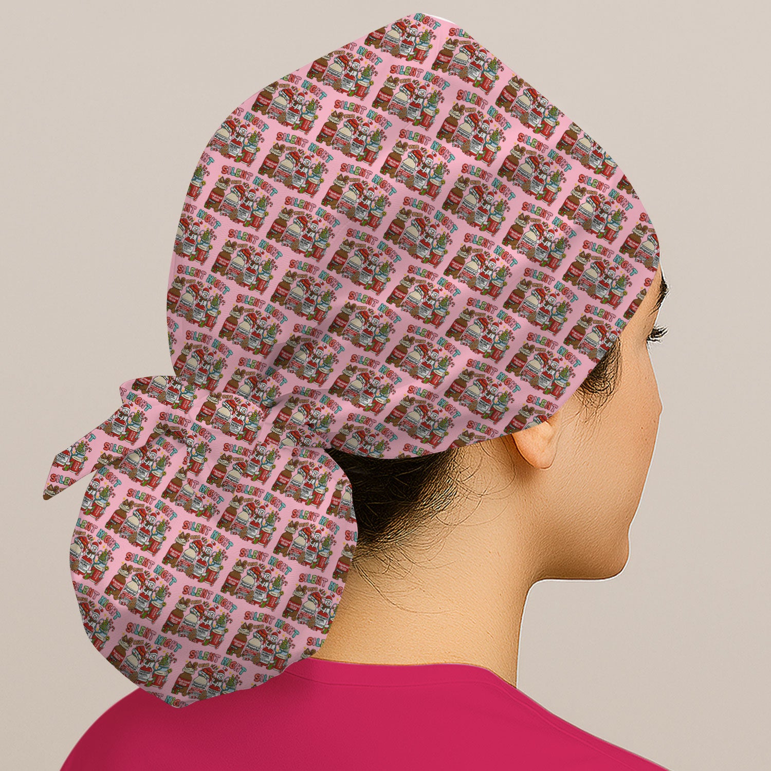 Silent Night Nurse Scrub Cap, Funny Christmas Medical Scrub Hat, Holiday Nursing Uniform