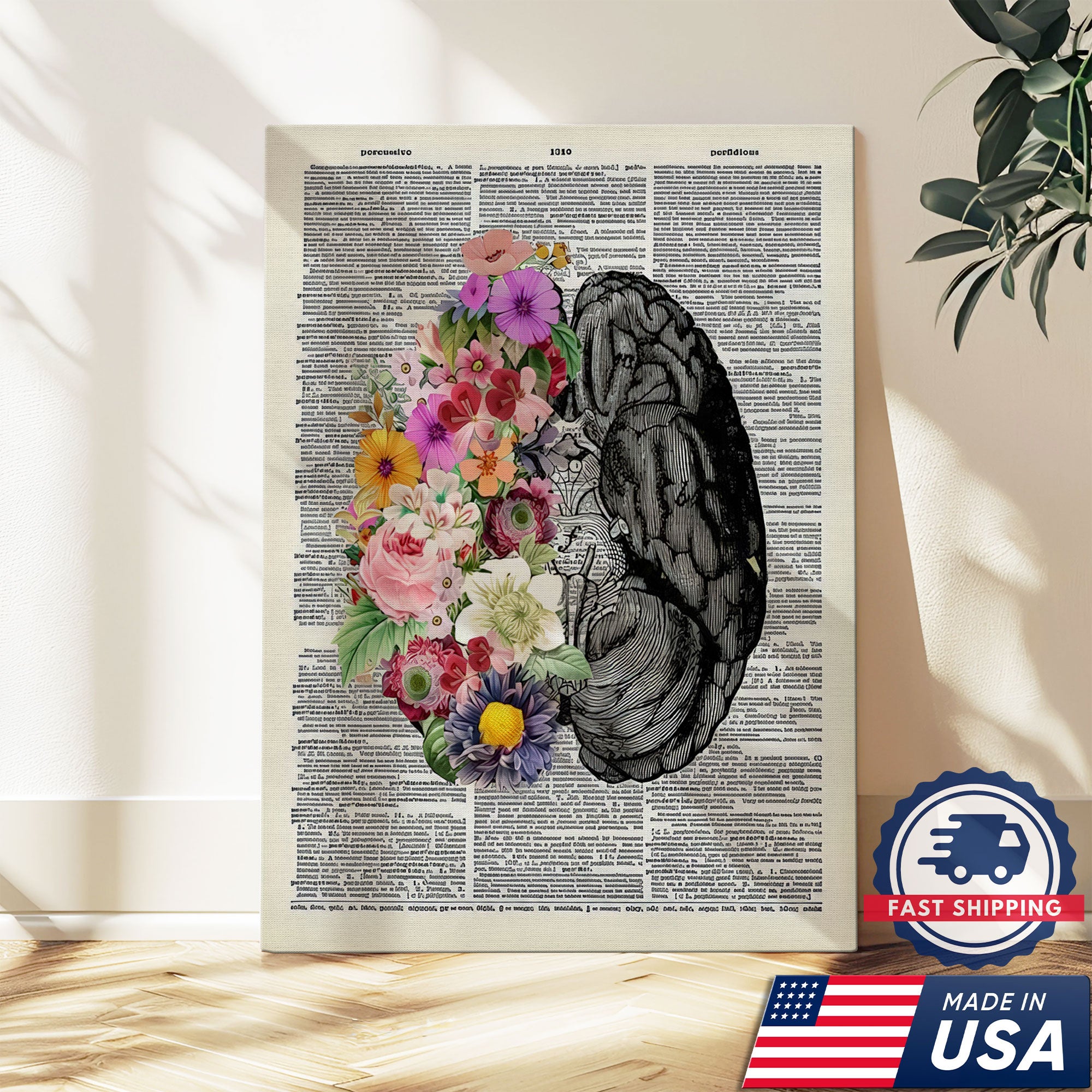 Floral Human Anatomy Nurse Canvas Wall Art, Medical Office Decor