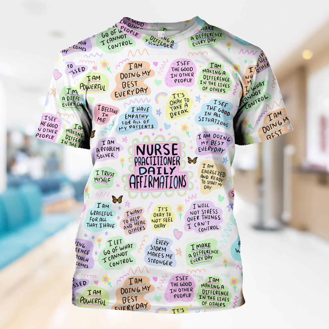 Personalized Nurse Practitioner Shirt - Daily Affirmations Pastel Design - Motivational Gift for RN LPN CNA Women