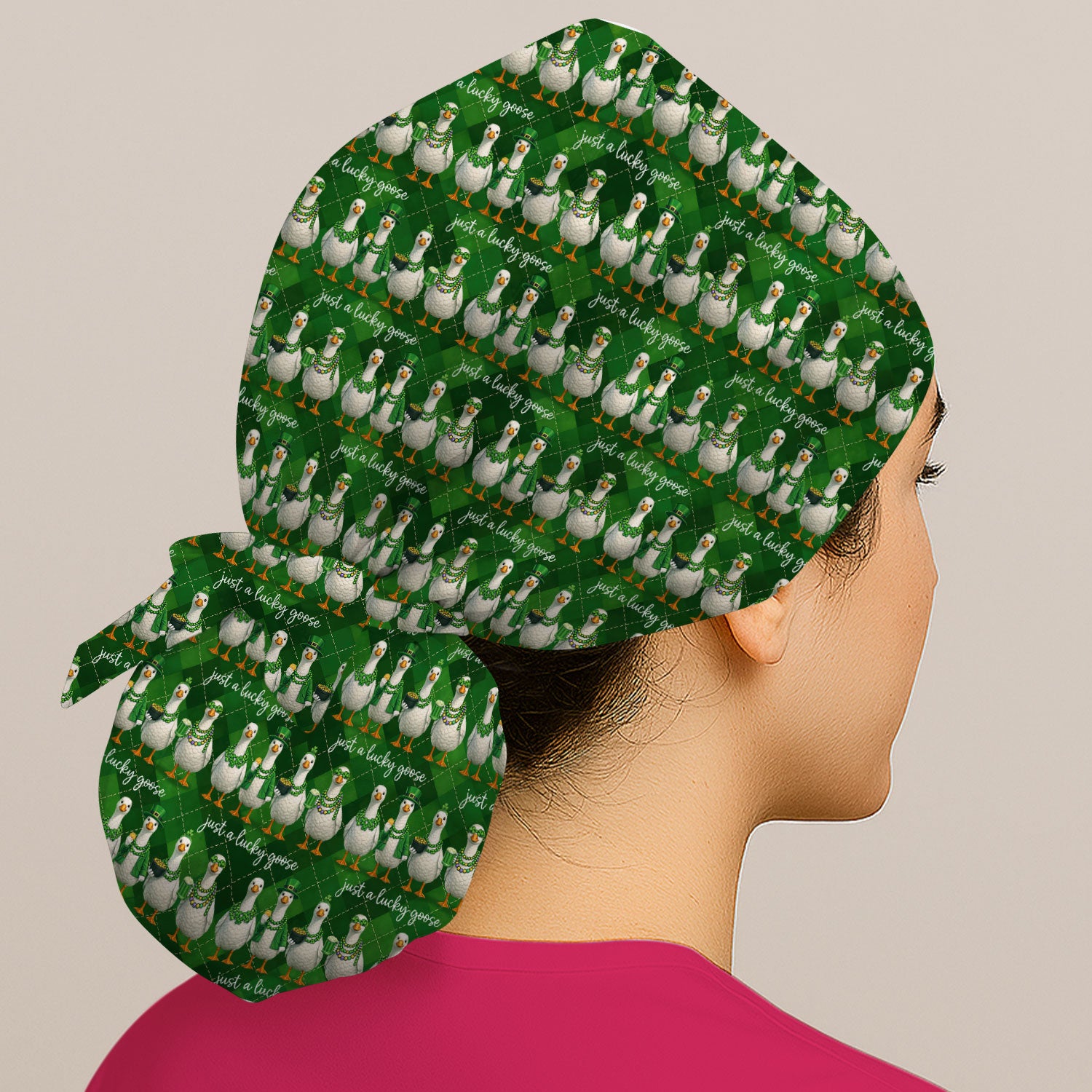 Lucky Goose St Patrick Green Argyle Print Caps, Breathable Fabrics Caps Uniform