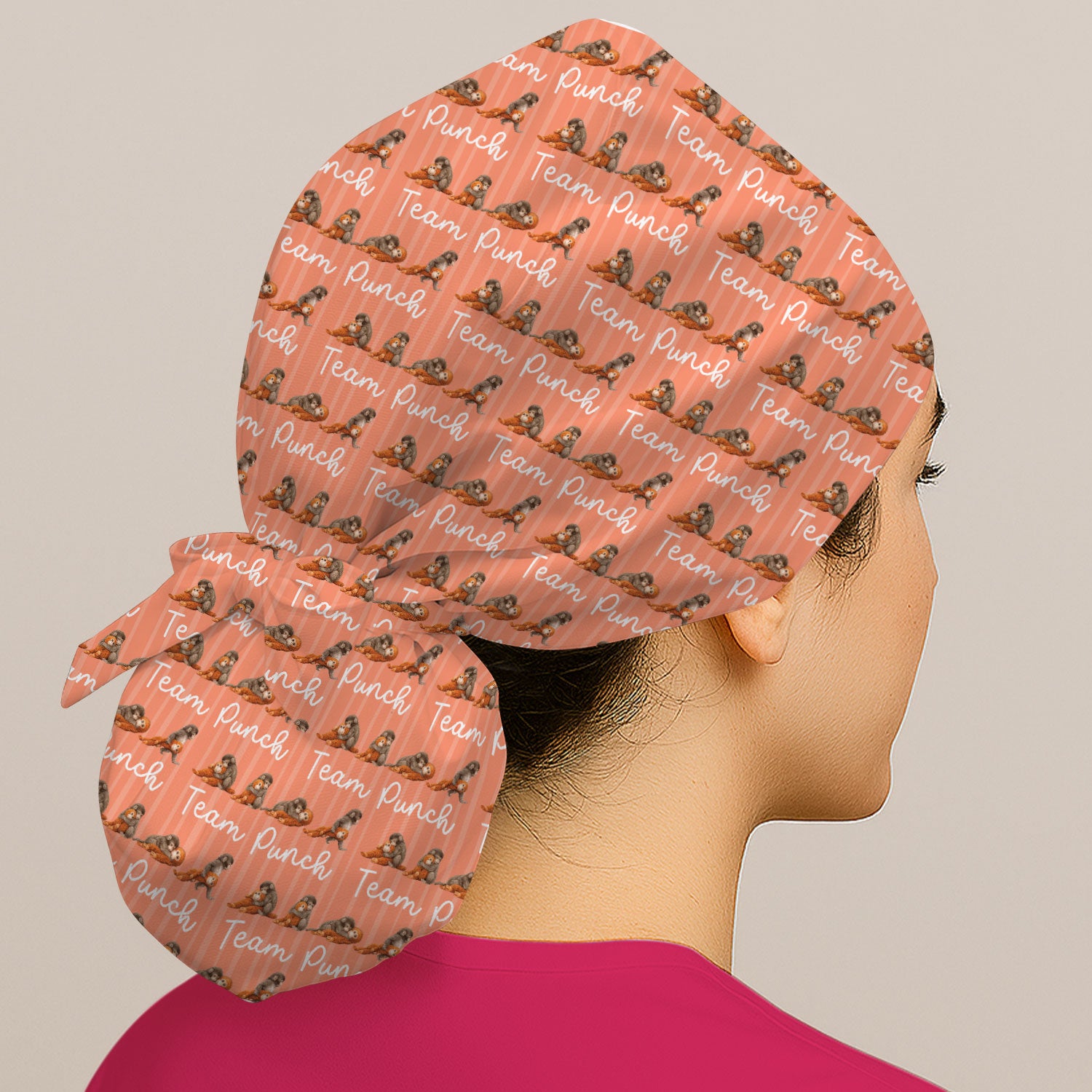 Funny Monkey Team Punch Pattern Print Cap, Adjustable Nurse Surgical Cap