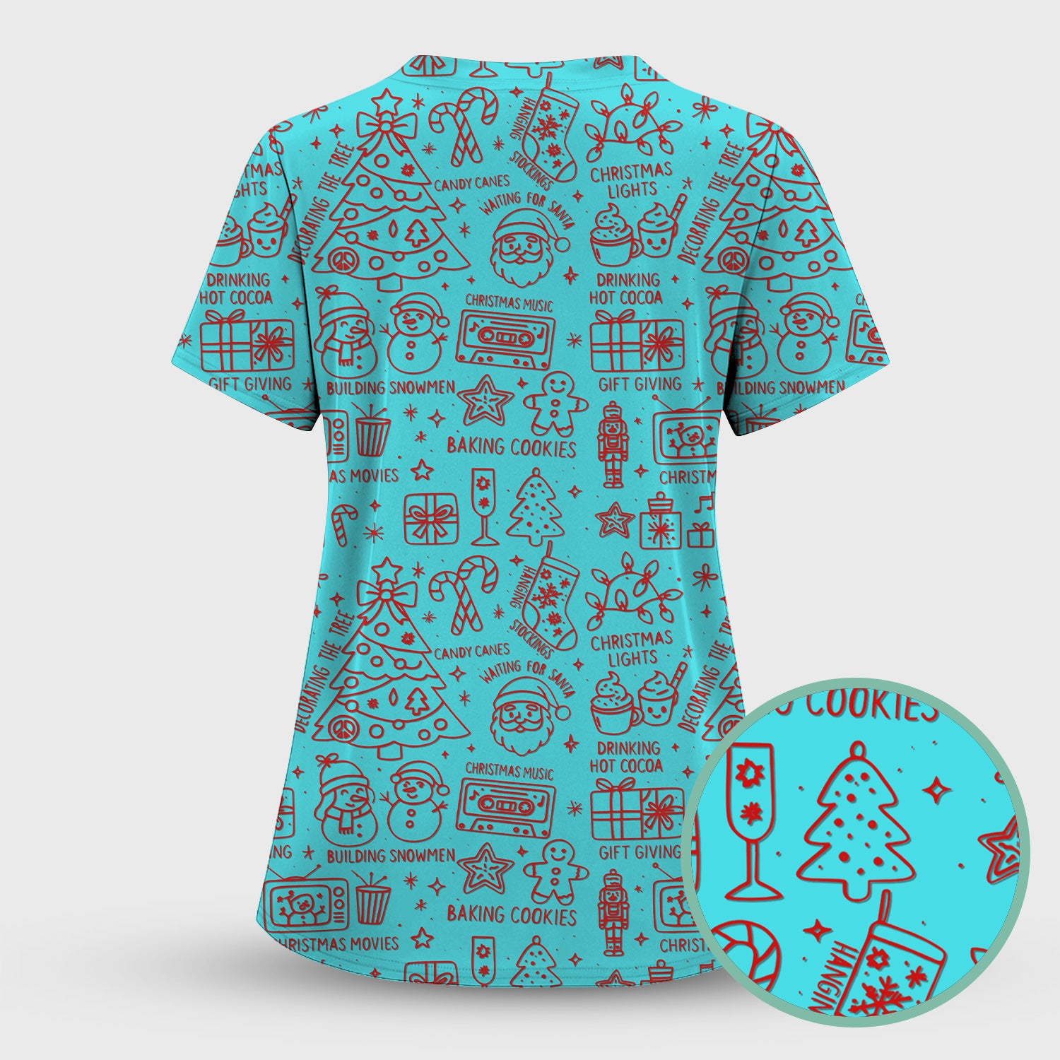 Christmas Pattern Scrub Set, Holiday Baking Cookies Nurse Shirt, Cute Medical Uniform Gift for RN, LPN, Healthcare Worker
