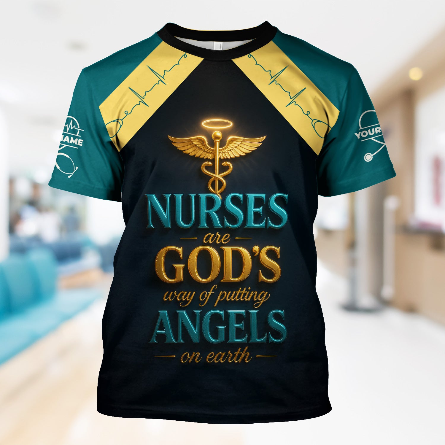 Personalized Christian Nurse Shirt - Nurses Are God's Angels on Earth Quote - Gift for Women RN LPN CNA