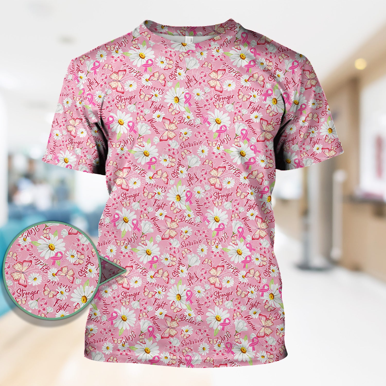 Breast Cancer Awareness Scrub - Warrior Survivor Hope & Pink Ribbon Top - Gift for Women RN LPN CNA