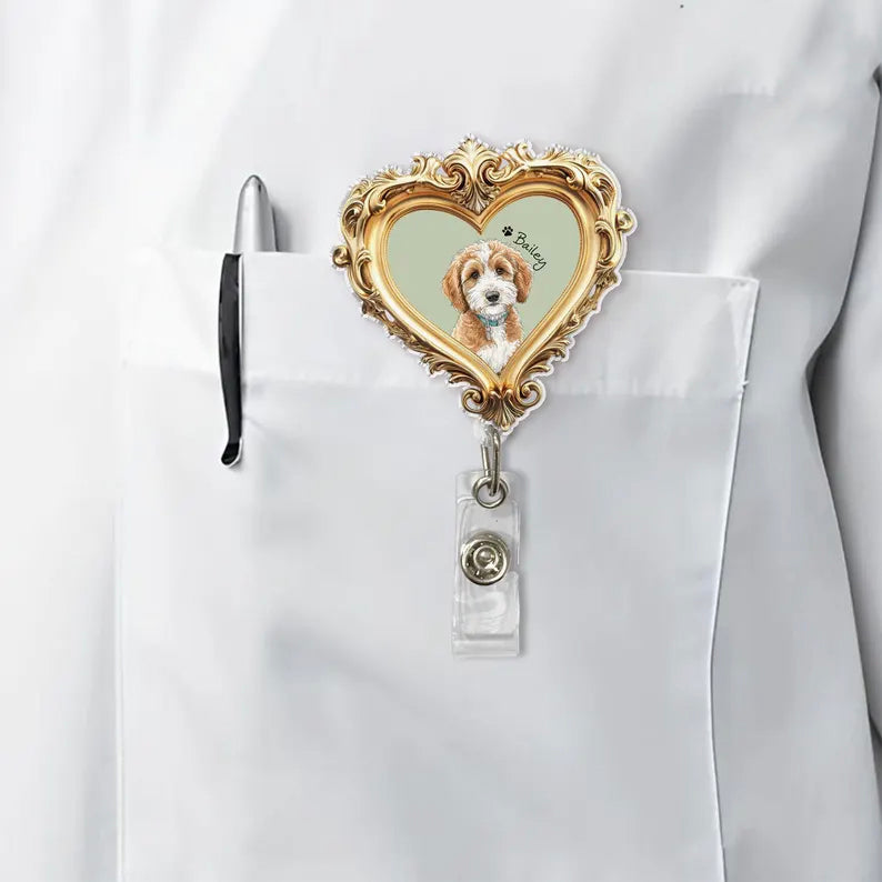 Custom Pet Photo Name Nurse Badge Reel for Nurses & Doctors, Cute RN MD Pharmacy ID Holder Clip, Personalized Healthcare Gift