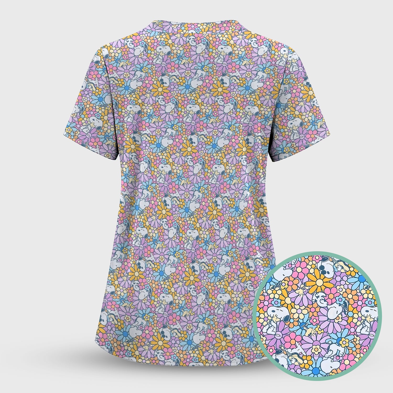 Funny Beagle Dog Nurse Shirt - Floral & Cartoon Dog Graphic Design - Gift for Women RN LPN CNA