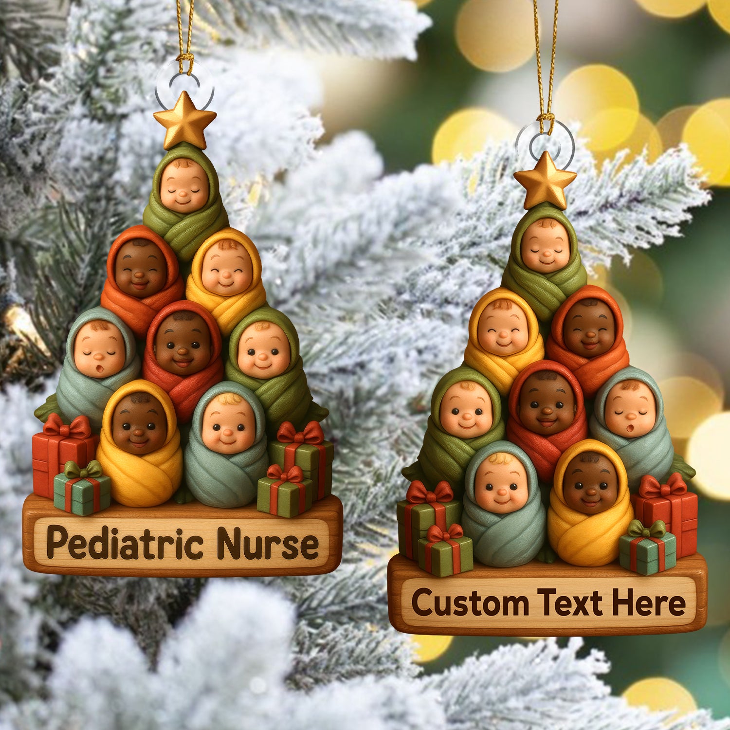 Personalized Pediatric Nurse Christmas Ornament , Nursing Ornament With Custom Name, Nurse Xmas RN Gift