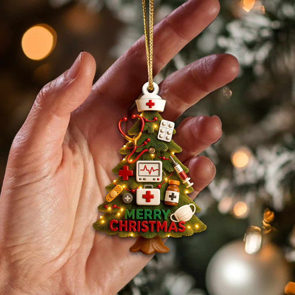 Personalized Nurse Christmas Tree Ornament – Custom Name Medical Holiday Decor for Healthcare Workers