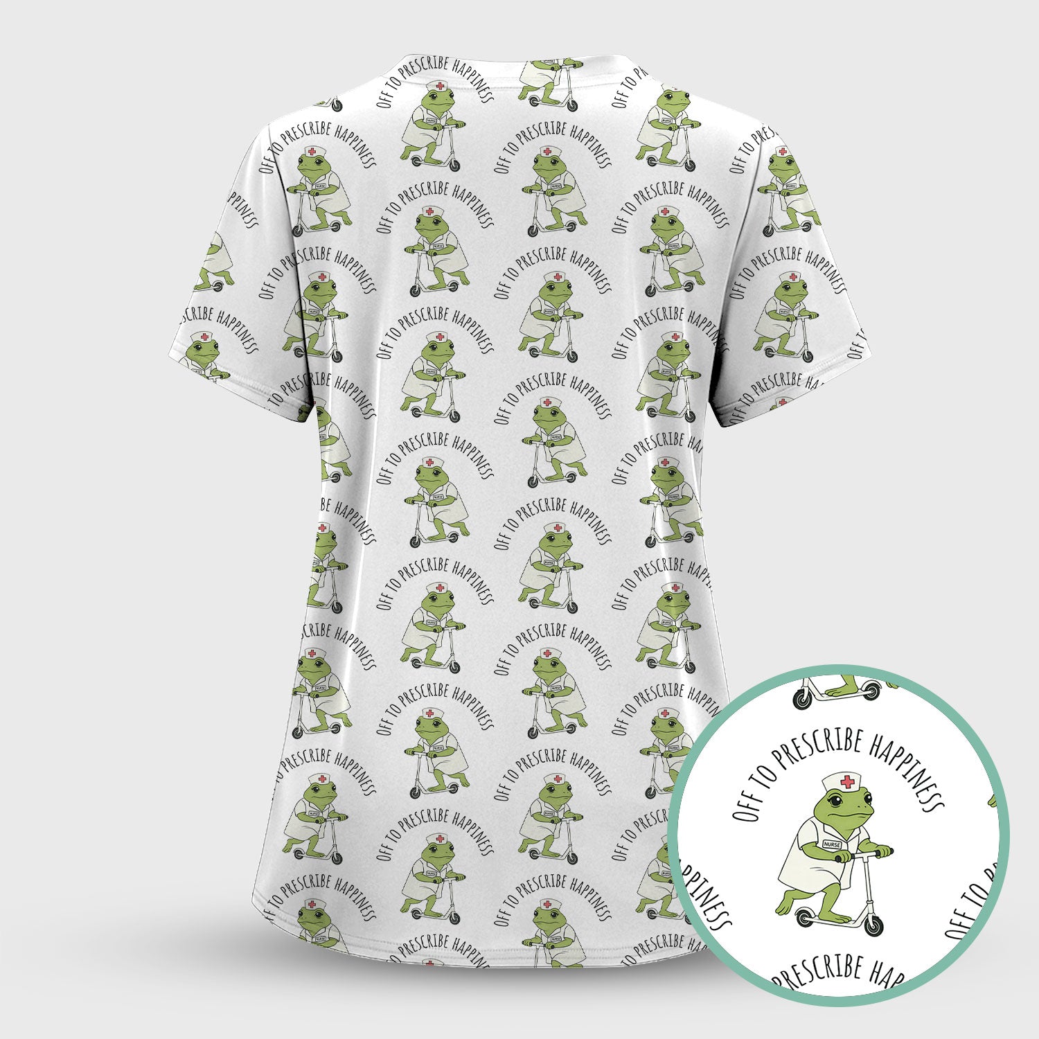 Cute Frog Nurse Off To Prescribe Happiness Scrub Top, Comfortable Scrubs for Nurses