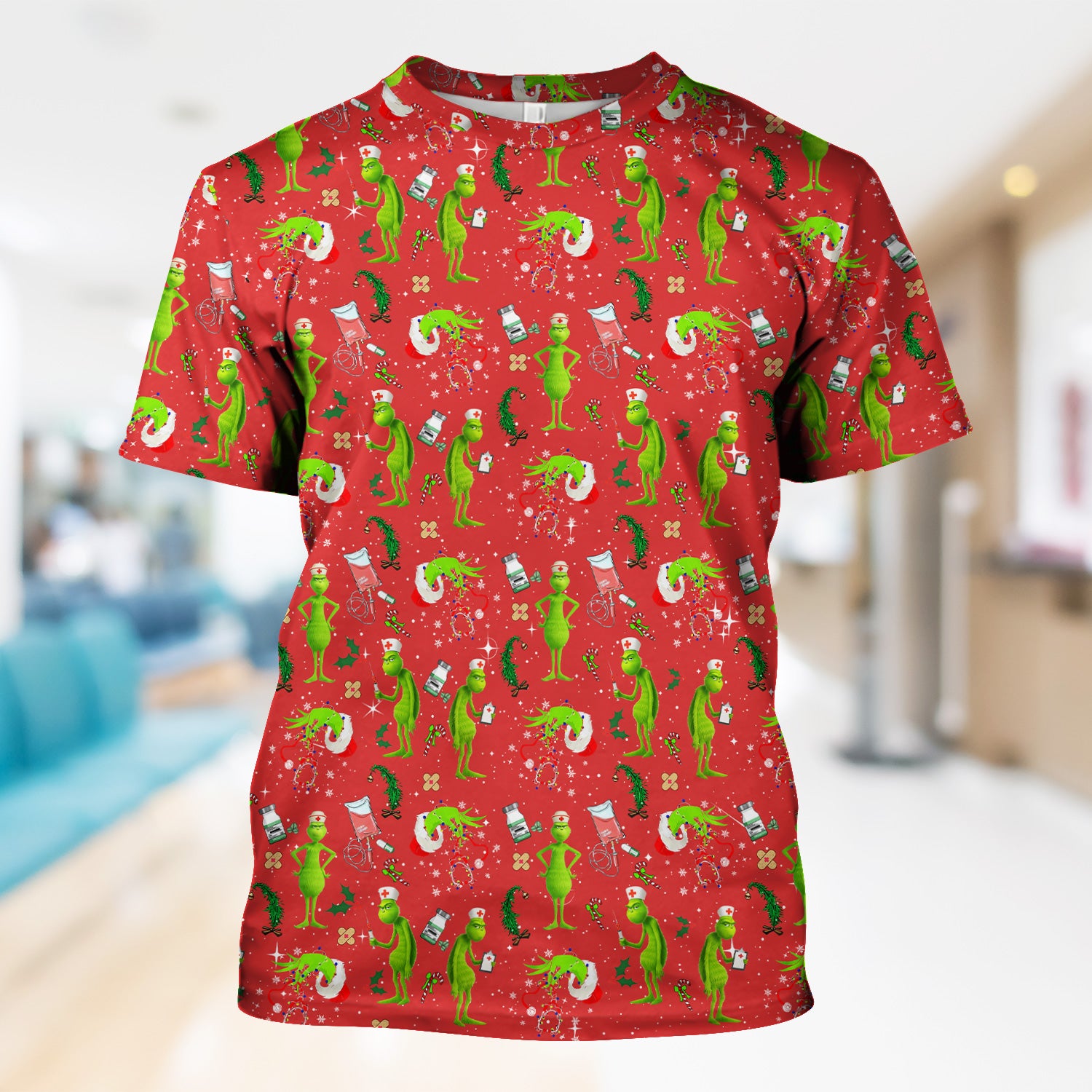 Funny Grinch Scrub Top - Christmas Nurse Shirt for Women - Multiple Color Options CNA RN LPN Gift