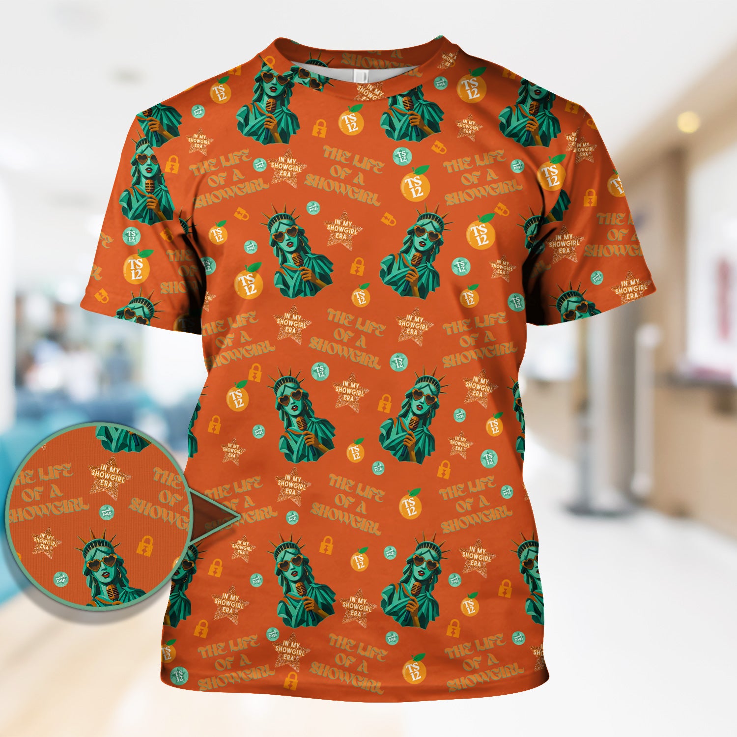 Funny Women's Showgirl Shirt - Cool Liberty Statue TS12 Orange Graphic Tee - Gift for Healthcare Professionals & Nursing Students