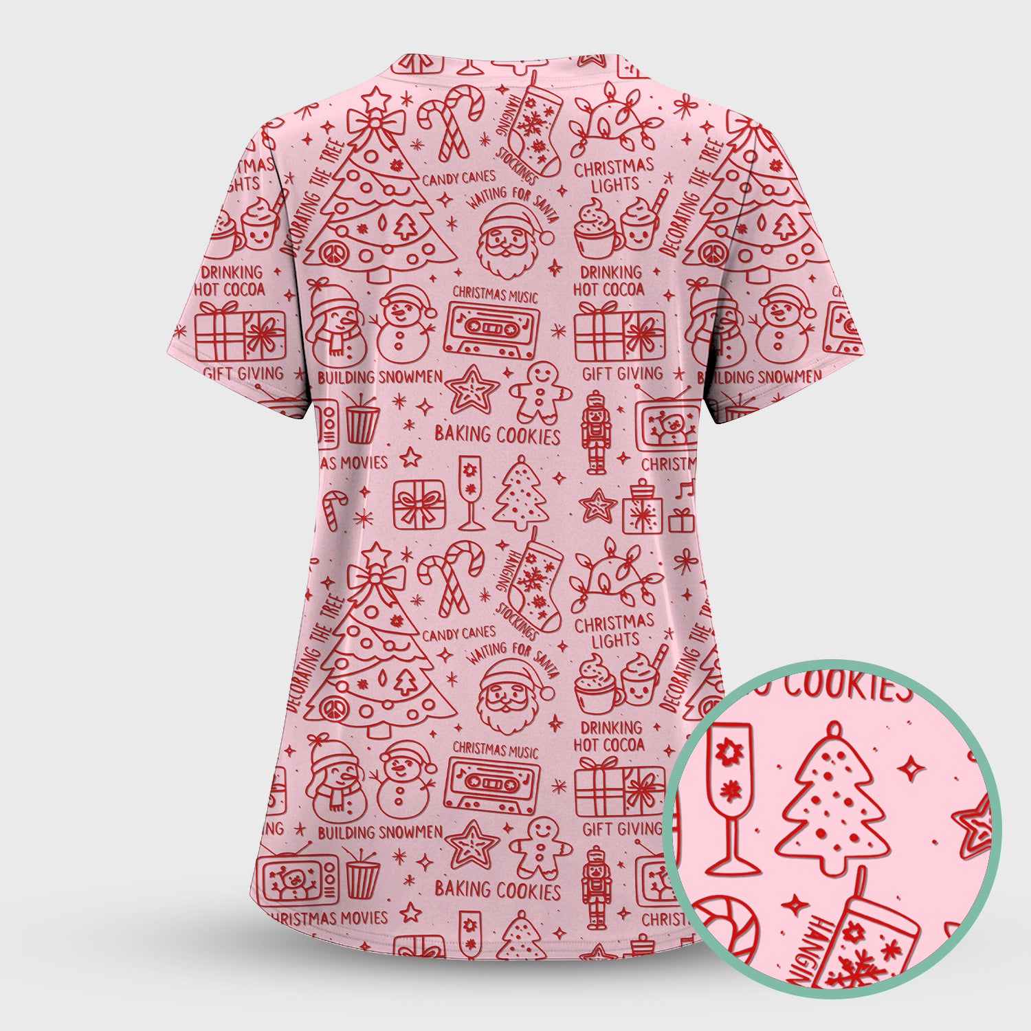 Christmas Pattern Scrub Set, Holiday Baking Cookies Nurse Shirt, Cute Medical Uniform Gift for RN, LPN, Healthcare Worker