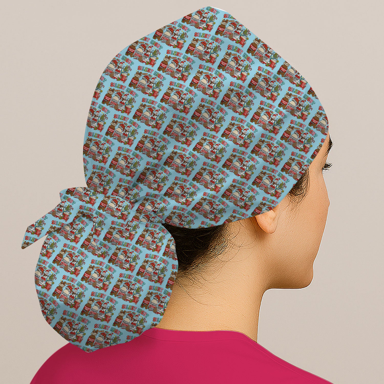 Silent Night Nurse Scrub Cap, Funny Christmas Medical Scrub Hat, Holiday Nursing Uniform
