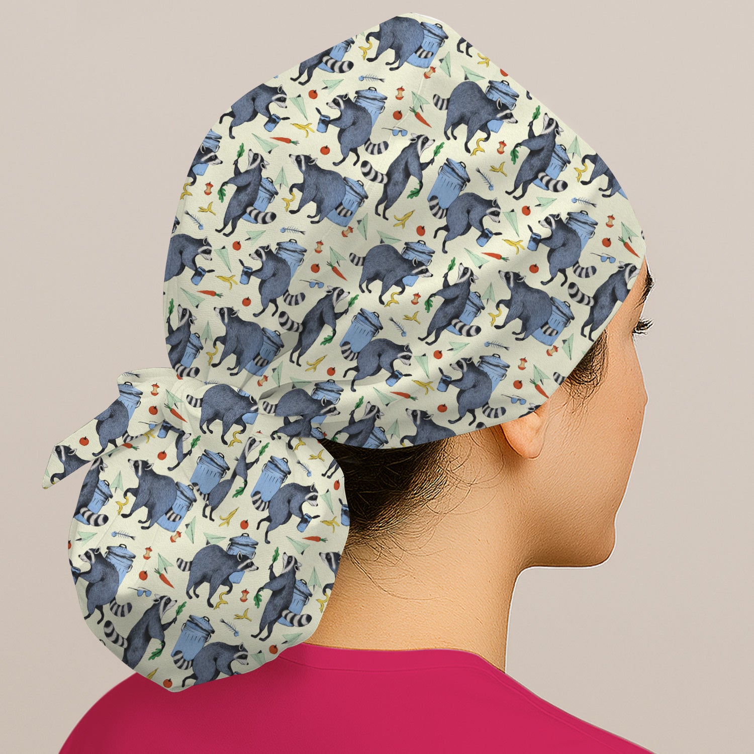 Funny Nurse Raccoon Eating Trash Banana Scrub Cap, Surgical Caps for Doctors