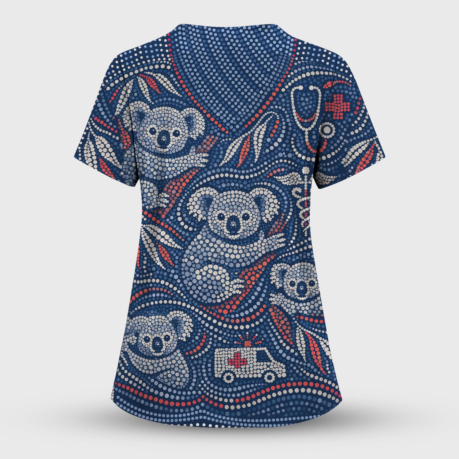 Koala Dot Art Medical Pattern Scrub Top, Comfortable Scrubs for Nurses