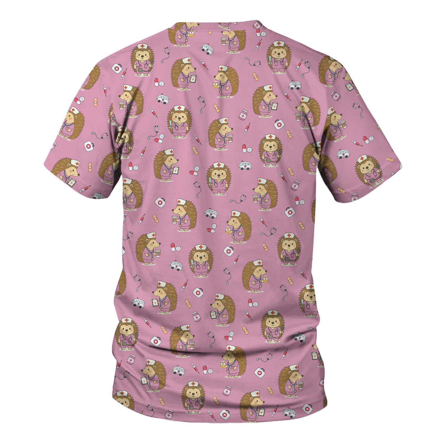 Cute Hedgehog Nurse Scrub Top - Funny Animal & Medical Design - Gift for Women RN LPN Pediatric Nurses