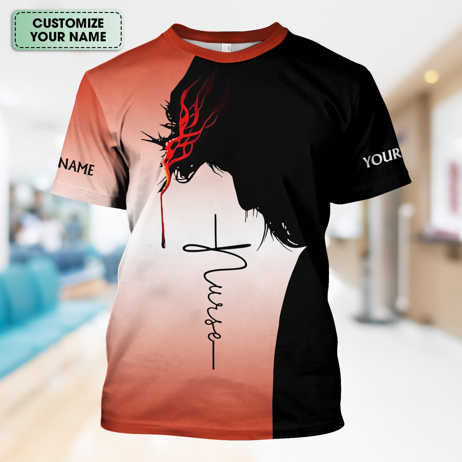Christian Nurse Scrub with Custom Name - Never Underestimate a Nurse - Gift for RN LPN CNA Nursing Staff