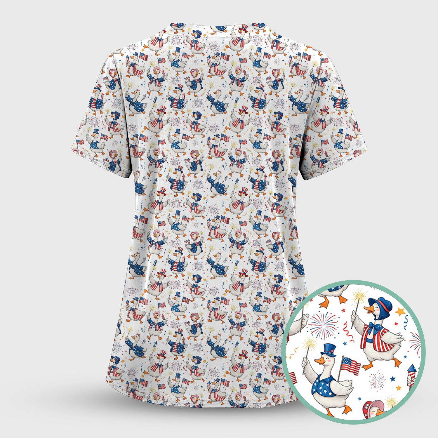 Goose America Medical Print Scrub Set, Breathable Fabrics Nursing Uniform