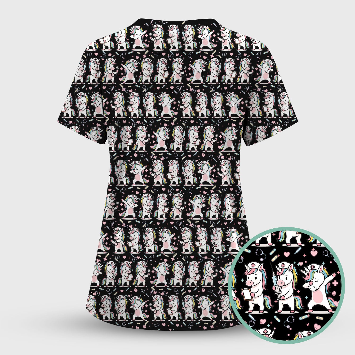 Cute Unicorn Nurse Scrub Set, Playful Medical Cartoon Nursing Shirt, Breathable Fabrics Nurse Uniform