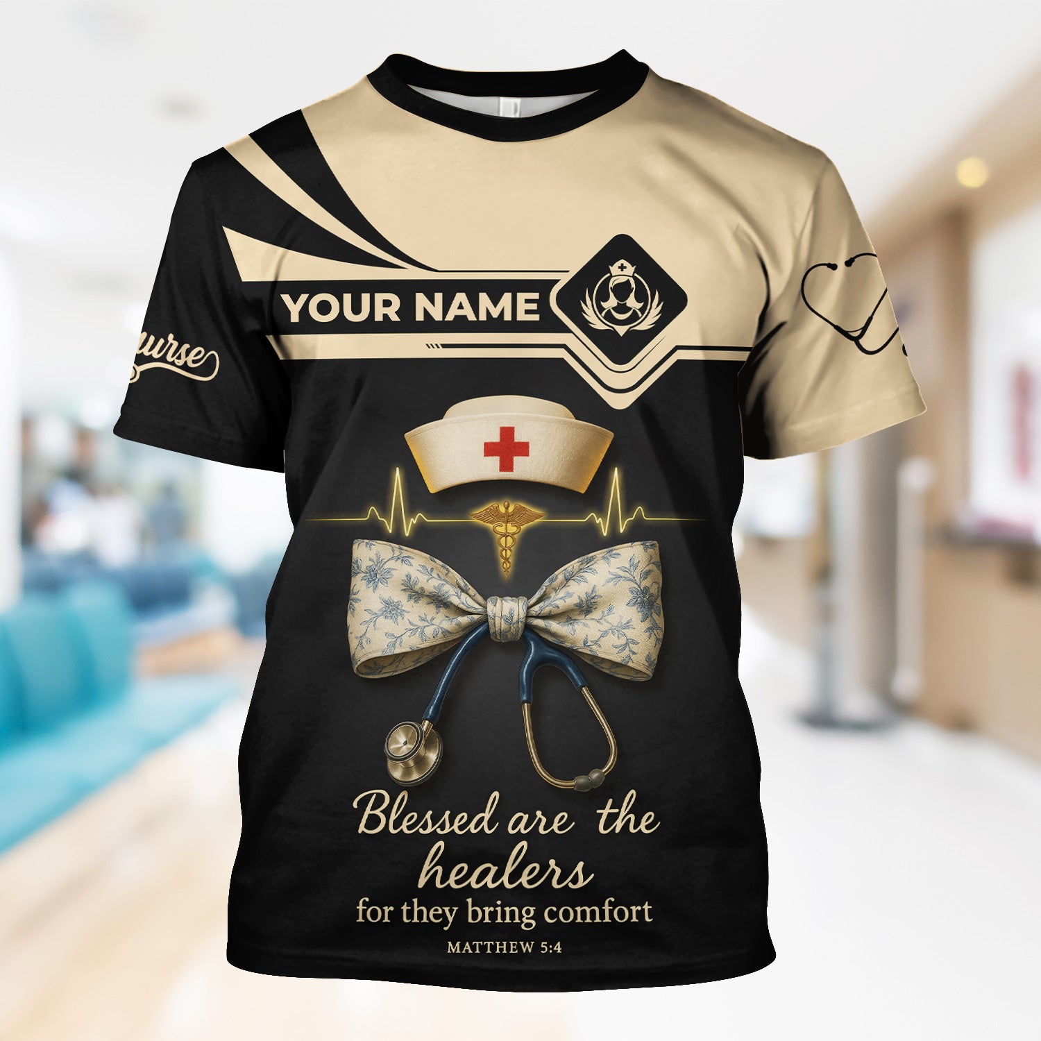 Nurse Shirt with Scripture - Personalized Religious Gift for Nurses - Blessed Are the Healers Design