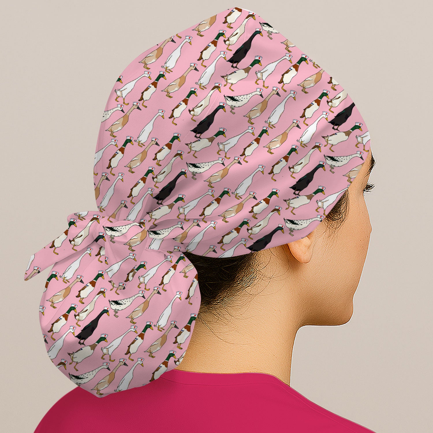 Funny Nurse Duck Pattern Scrub Cap, Surgical Caps for Doctors