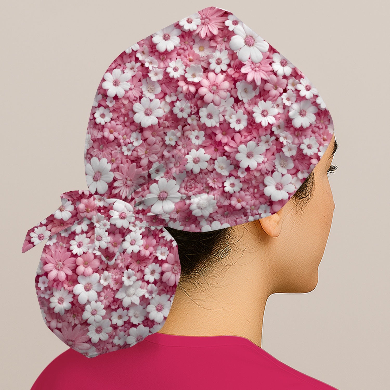 Cute Daisy Flower Bloom Pattern Scrub Cap, Surgical Caps for Doctors