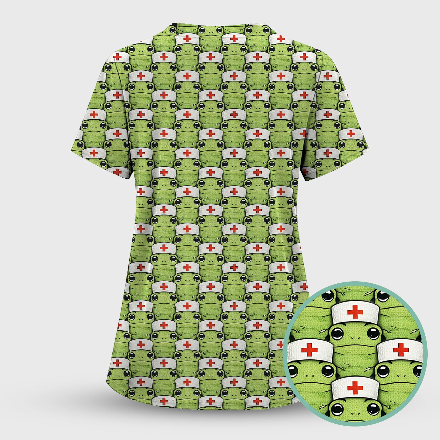 Funny Green Nurse Frog Scrub Top, Comfortable Scrubs for Nurses