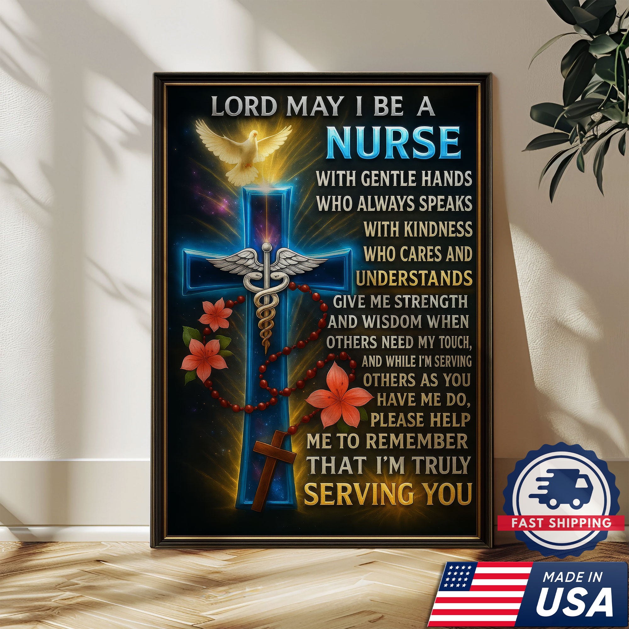 Lord May I Be A Nurse Prayer Canvas, Christian Faith Gift for RN LPN CNA, Religious Home Office Decoration