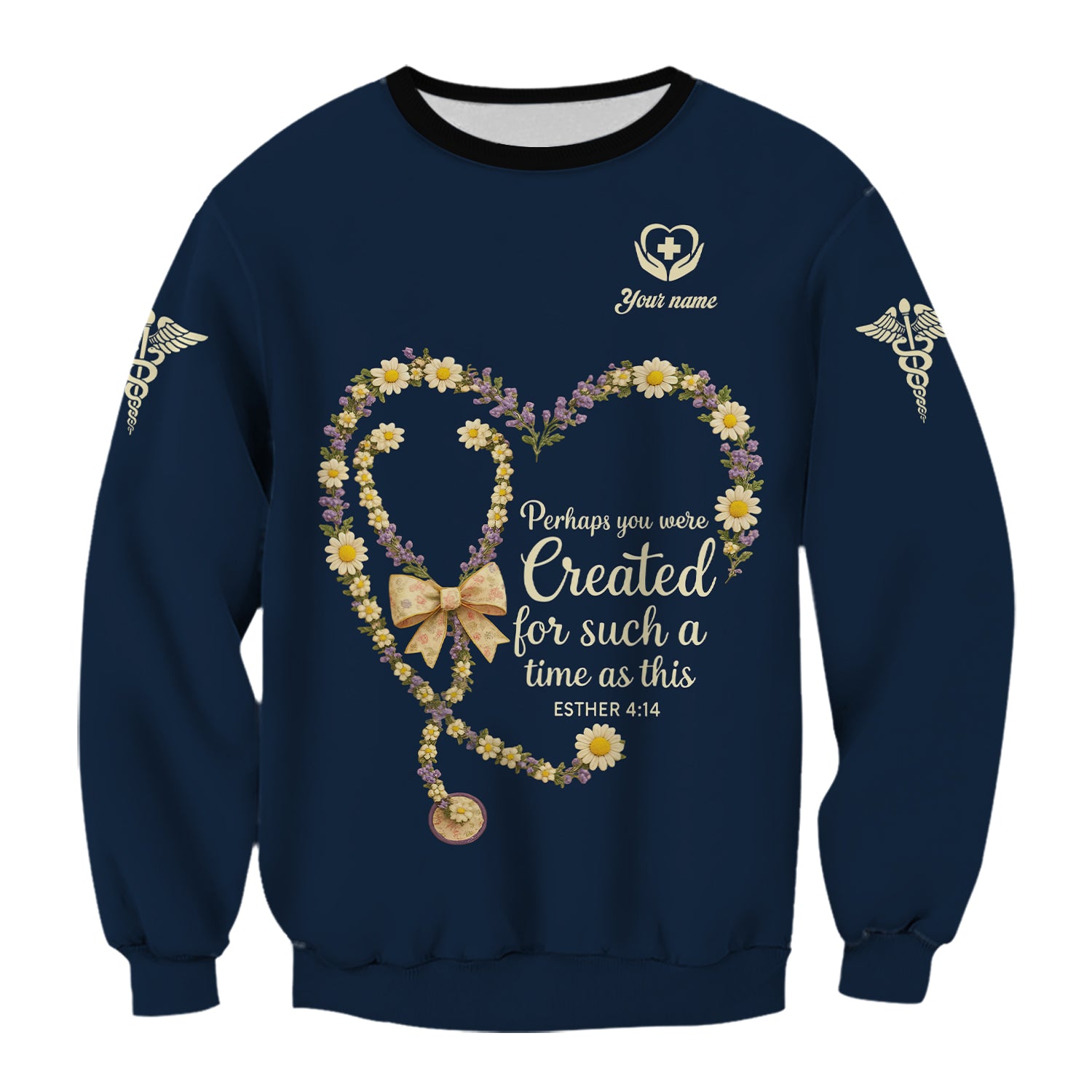 Custom Faith Nurse T-Shirt - Floral Stethoscope Heart & Bible Verse Graphic - Thoughtful Gift for Christian Nurses & Nursing Student