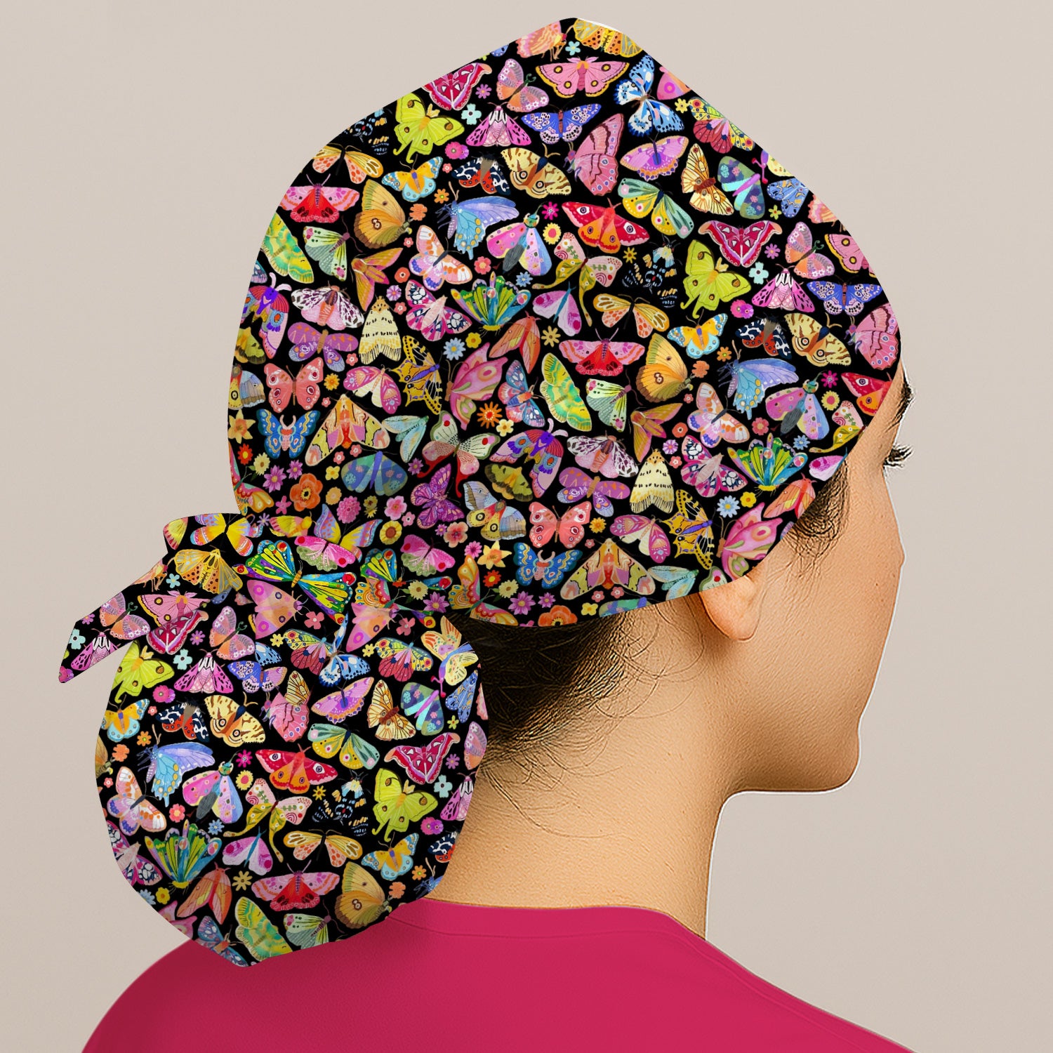 Cute Bright Butterfly Moth Floral Scrub Cap, Surgical Caps for Doctors