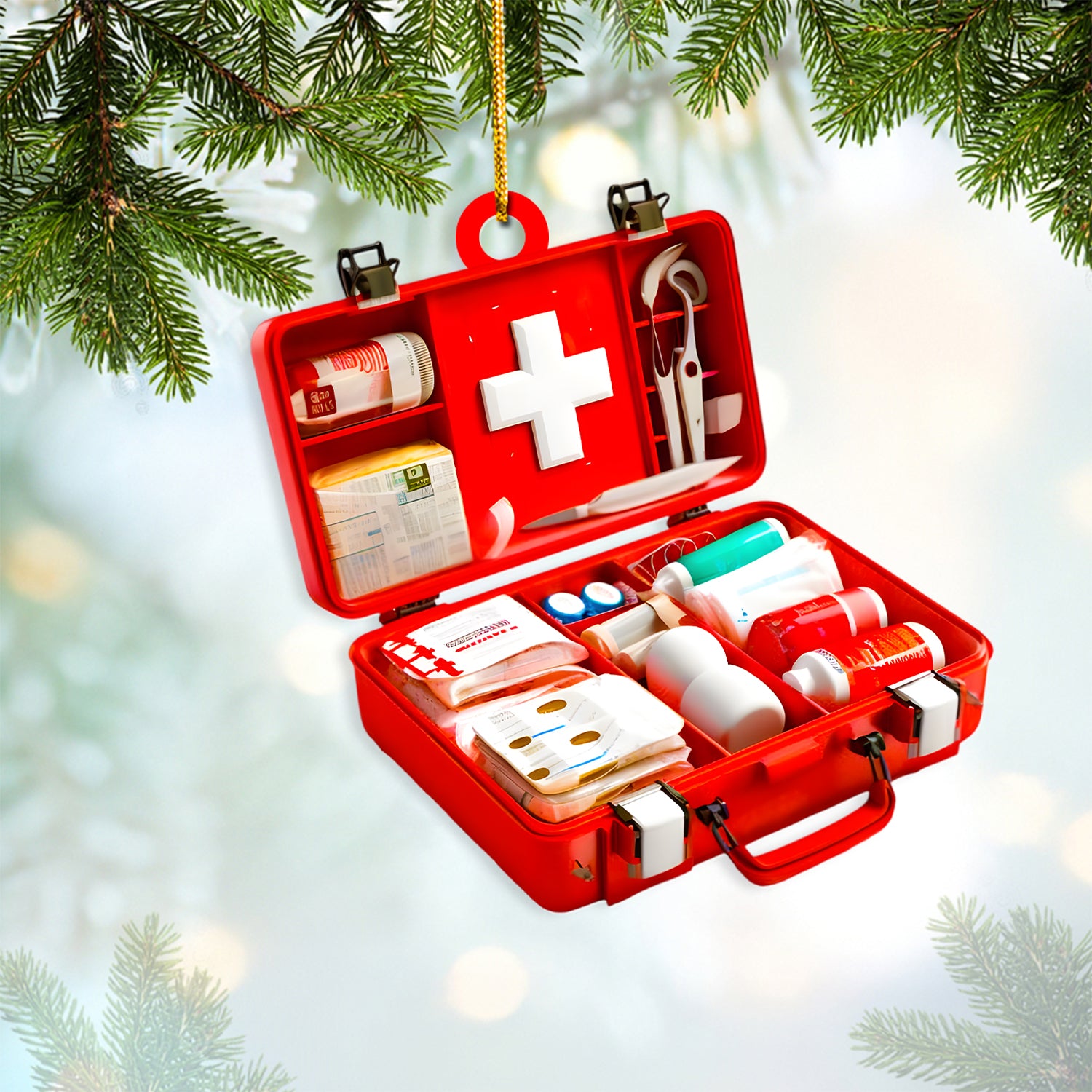 First Aid Kit Christmas Ornament, Emergency Health Kit, RN LPN CNA Healthcare Workers Gift