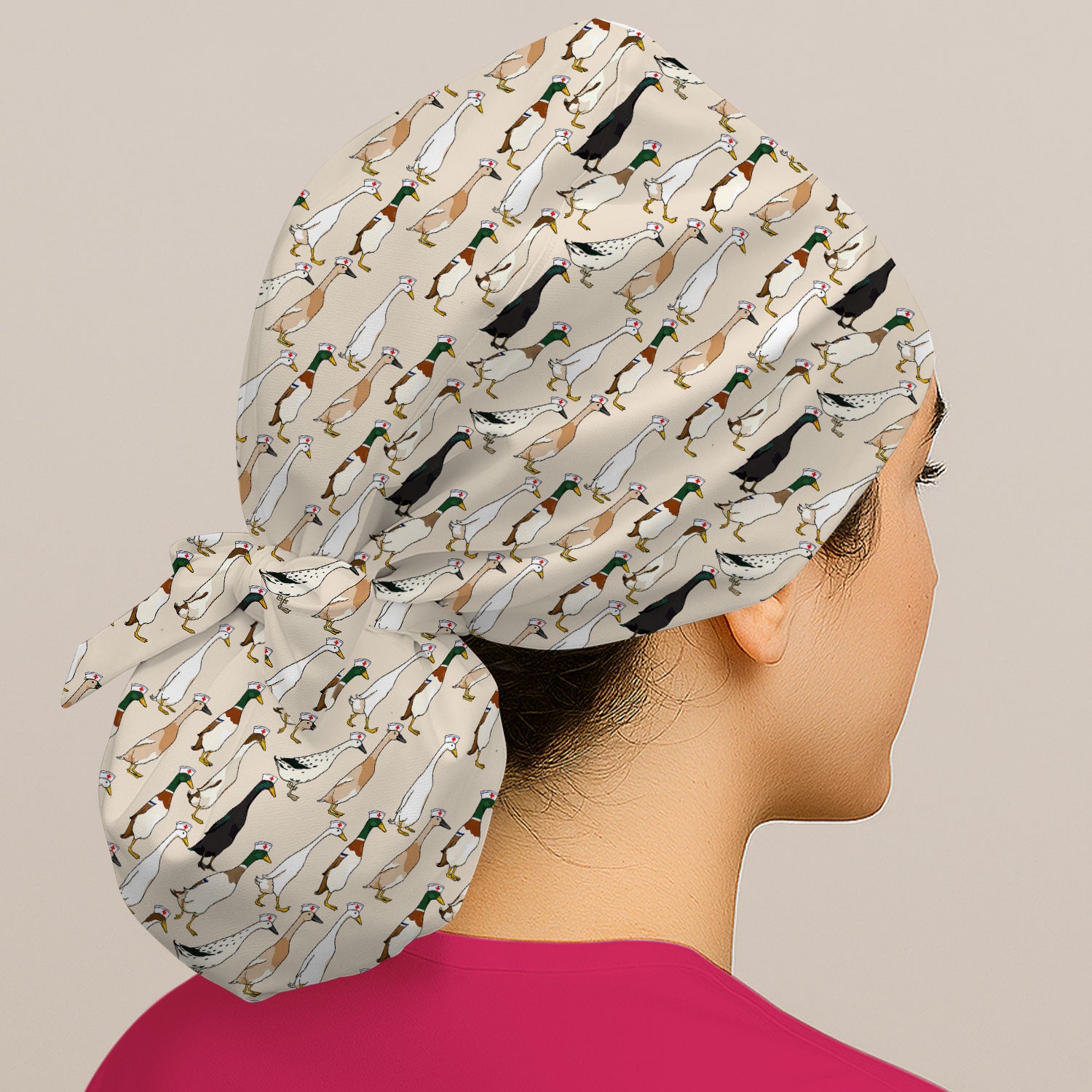 Funny Nurse Duck Pattern Scrub Cap, Surgical Caps for Doctors
