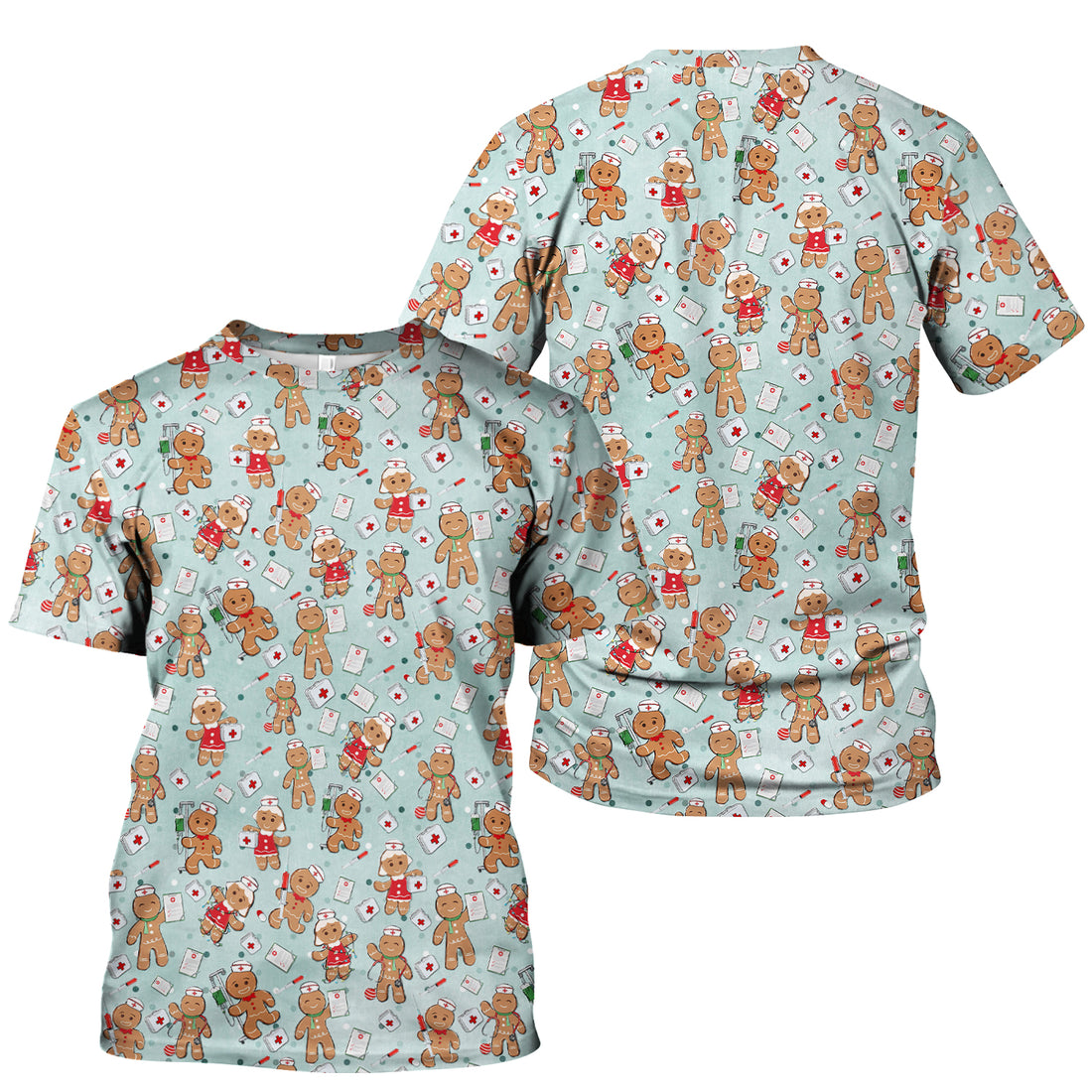 Funny Christmas Shirt for Nurses - Cute Gingerbread Cookies with Syringe Graphic Tee - Gift for Women RN LPN & Pediatric Nurses